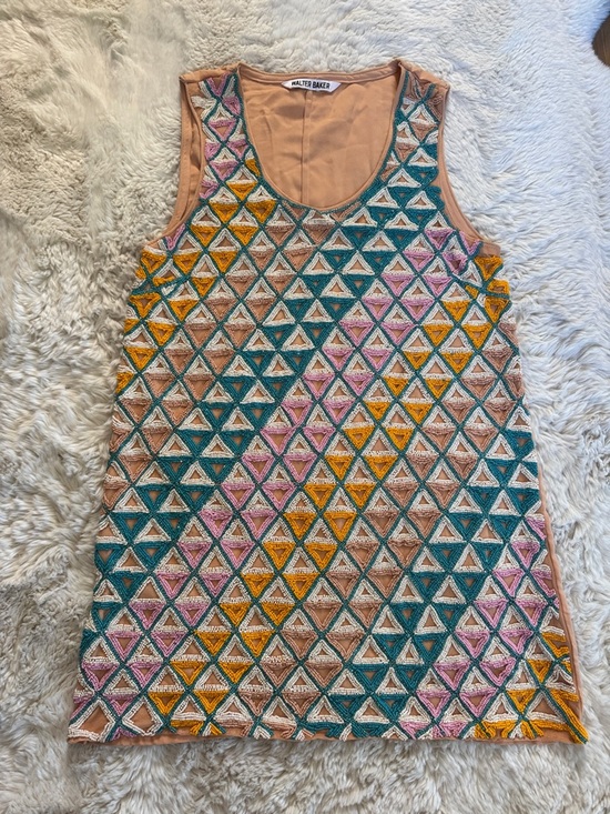 Walter Baker Dresses & Skirts - Walter Baker Teal Pink Mustard Triangle Beaded Mini Dress